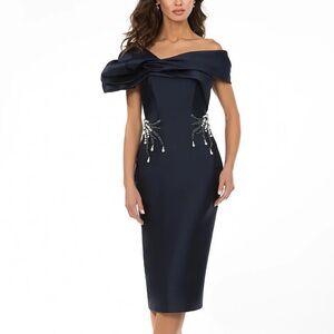 TERANI OFF-SHOULDER MIKADO COCKTAIL DRESS 2011C2009